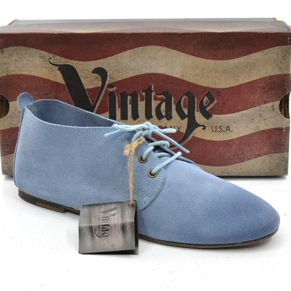 Vintage Shoes Co USA Hana Blue Suede Bootie 7 New
